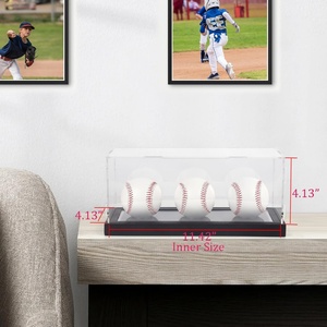 UV Protected Customized Clear Acrylic 3 Puck Baseball <b>Display</b> <b>Case</b> LED Light Customized Size Logo Black Base Just <b>Case</b> JIC-A18 - Product Image 5
