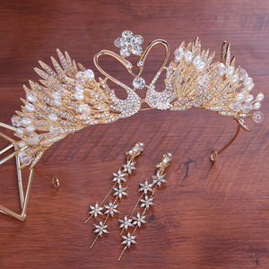 Nouvelle conception d'accessoires de mariage en forme de cygne pour la mariée, fabrication soignée, ensemble de bijoux raffiné, diadème, couronnes de diamants pour les reines, diadèmes - Product Image 4