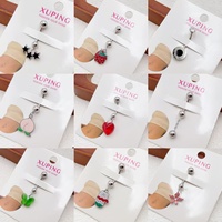 XUPING Cincin Pusar Trendy dari Baja Tahan Karat Desain Bintang/Stroberi/Hati/Kupu-kupu/Bunga/Buah Warna Putih untuk Wanita Pria