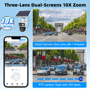 Hongnaer 12MP 6K 2ビデオワイヤレスソーラーパネル電源IPカメラV380 Pro屋外3レンズ10XズームWiFiセキュリティソーラーCCTVカメラ - Product Image 3