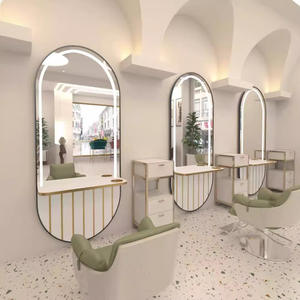 Miroir de salon de coiffure à éclairage LED en vente chaude, station de miroir de salon de coiffure, miroir de conception de style de salon de coiffure, miroir de coiffure suspendu à une seule face - Product Image 5