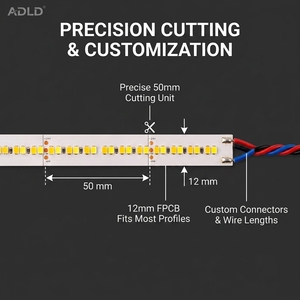Bande lumineuse LED CCT double blanc réglable 24V SMD 2835 240LEDs/m, flexible, avec DALI PWM pour maison intelligente - Product Image 6