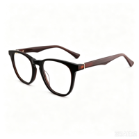 Lunettes anti-lumière bleue rondes personnalisées, monture en acétate à motifs multicolores, branches simples, pour un usage décontracté en extérieur