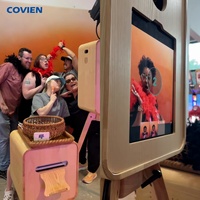 Cabina de Fotos Vintage de Madera Sólida con Pantalla Táctil para Bodas, Cabina de Fotos DSLR con Soporte para Impresora