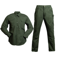 Uniforme tactique unisexe kaki, vente en gros, chemise à manches longues en coton respirant et durable, pantalon cargo, vêtements de travail robustes pour la sécurité