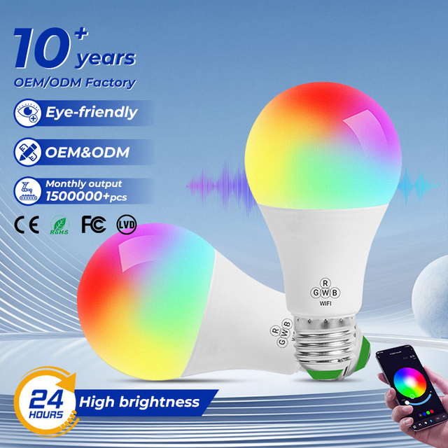 New Arrivals Indoor Smart Wifi Control Dimmable RGB Led Bulb with Music Control