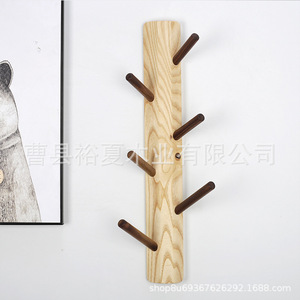 Solid Wood Coat <b>Hooks</b> Rectangle 6 <b>Hooks</b> Wall Mounted Nordic Style Easy Install Entryway Hangers - Product Image 2