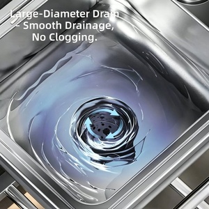 Lavello da Cucina in Acciaio Inox Stampato Modello 621B, Design Moderno <span class=keywords><strong>a</strong></span> Due Fori, Doppia Vasca, <span class=keywords><strong>Dimensioni</strong></span> 1500x500x210mm - Product Image 6