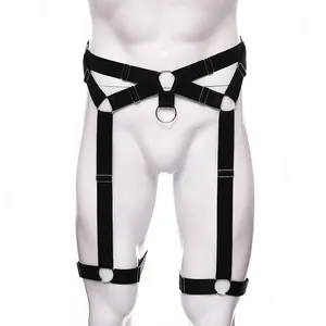 Poliester Baru Seksi Punk Malebondage Harness Stud Garter Sabuk Kaki Cincin Perban Alat Mainan Seks untuk