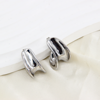 Vente en gros de boucles d'oreilles pendantes géométriques tendance en acier inoxydable plaqué argent de haute qualité, accessoires de mode, cadeau d'anniversaire pour femmes