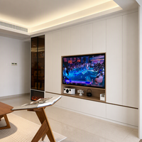 Meuble TV moderne de luxe avec éclairage LED intégré, console multimédia en bois durable et écologique pour salon et petits appartements