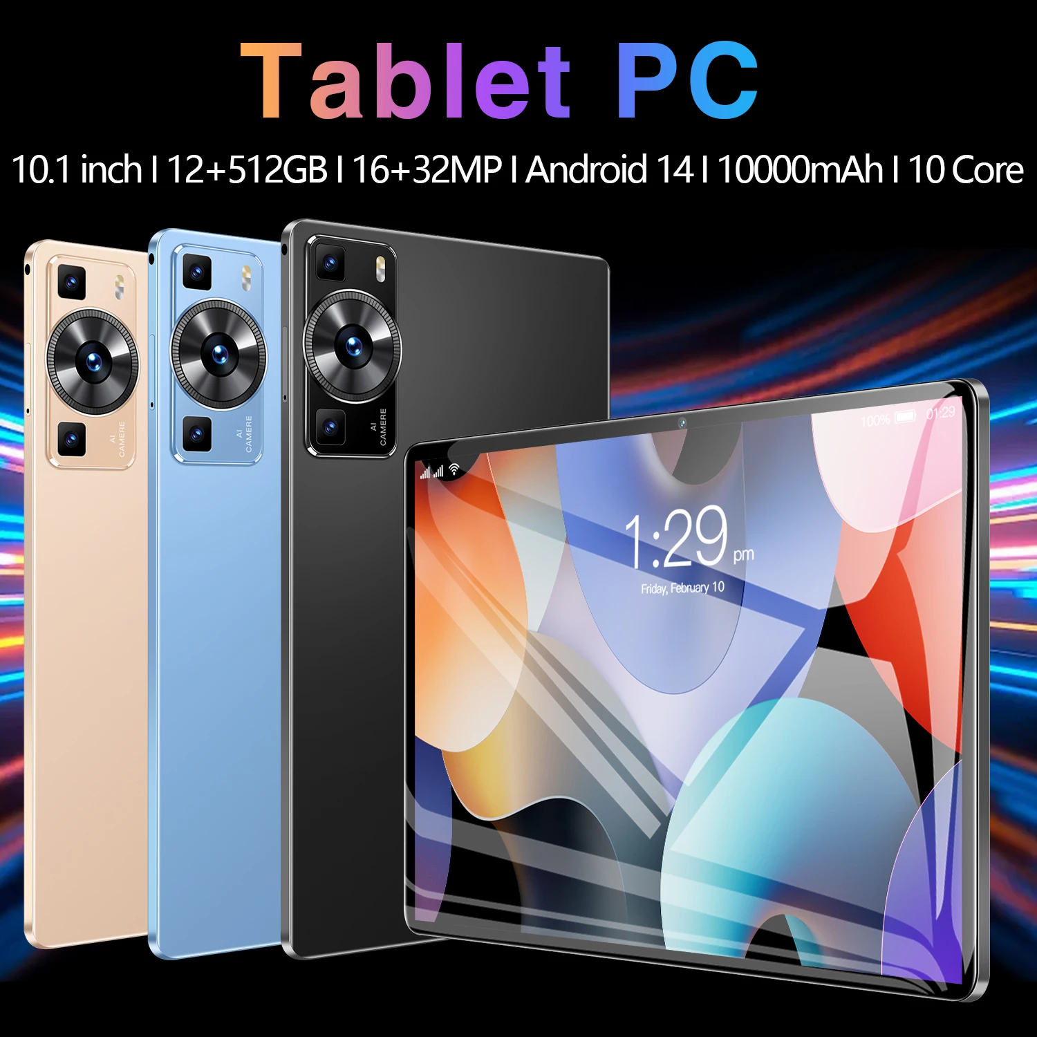 12-Inch Android Tablet PC with 12GB RAM & 512GB Storage