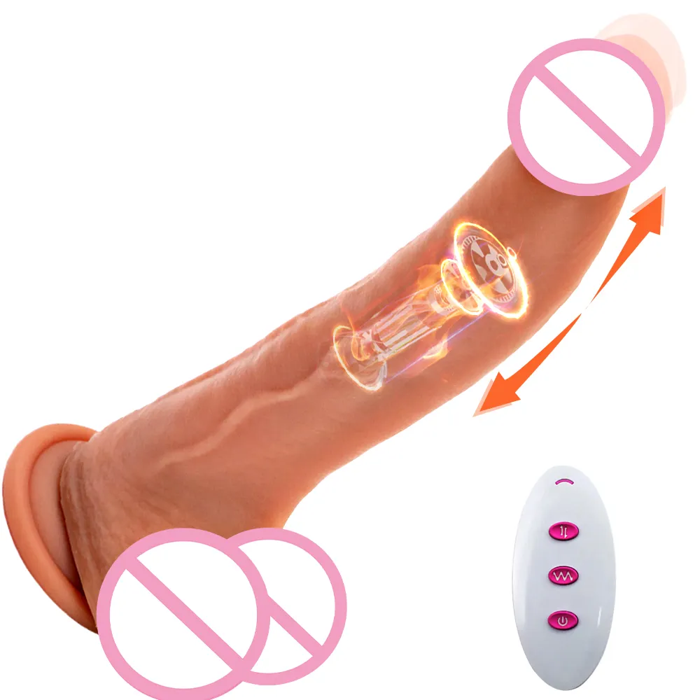 Super Dildo Realista com Controle Remoto Aquecido Empurrando Vibrador Vibrador Sex Toy para Mulheres 9.25 polegada homens Anal G Spot Estimular