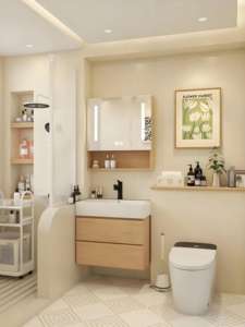 Muebles de Baño Modernos de Madera con Lavabo Individual y Encimera de Mármol - Product Image 4