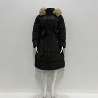 Manteau d'hiver long pour femme, parka chaude à capuche avec grande fourrure, veste matelassée élégante pour le bureau