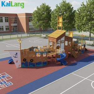 ملعب سفينة القراصنة للأطفال، معدات خارجية للأطفال، قارب للتمارين والترفيه، ملعب خشبي للراحة - Product Image 5