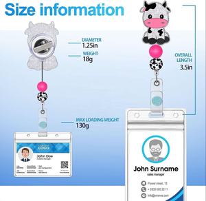 Accessoires d'infirmière drôle de vache <span class=keywords><strong>porte</strong></span>-carte d'insigne <span class=keywords><strong>porte</strong></span>-<span class=keywords><strong>badge</strong></span> rétractable avec clip pivotant - Product Image 4
