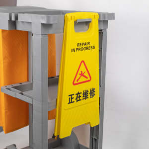 Ensemble de nettoyage combiné pour concierge, chariot de nettoyage multifonctionnel avec seau à serpillière et panneau de signalisation pour hôtel et hôpital - Product Image 5