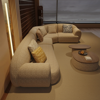 Canapé en tissu en forme de L, design minimaliste, spacieux, modulaire, avec accoudoirs larges, pour la maison, l'appartement, la villa, le salon, l'hôtel, les espaces commerciaux