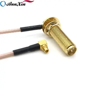 Conector macho hembra a MMCX de rosca larga, Cable flexible RG178 de 22cm de largo