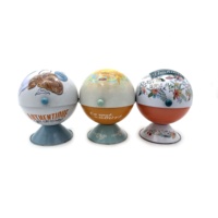 Personnalisé mignon sphérique métal étain emballage peut Snack gâteau bonbons étain rond pour enfants présentoir cadeau de noël boîtes métalliques