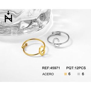 Anello in acciaio inossidabile con lettera C 6 mm, gioiello alla moda per donna e uomo - Product Image 1