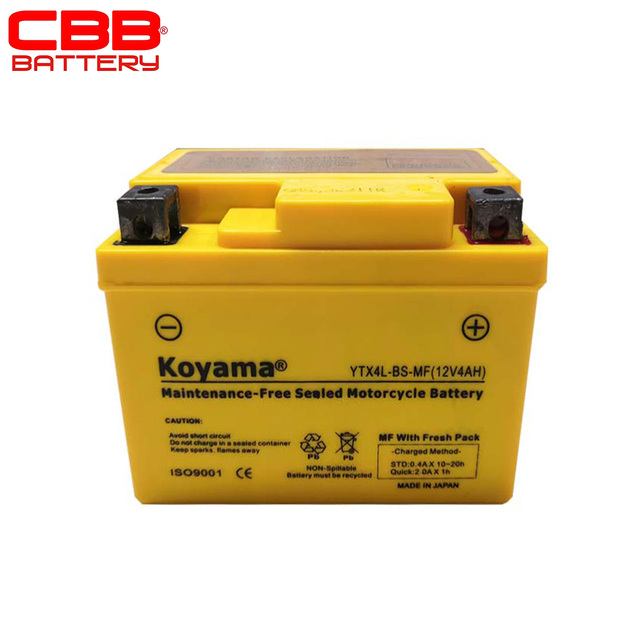 KOYAMA Brand High Quality 12V 4AH Motorcycle Batteries YTX4L-BS Lead Acid Dry Type Sealed Free Maintenance OEM