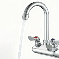 Robinet Mitigeur Mural Moderne pour Lavabo, Robinet de Salle de Bain en Laiton Massif avec Poignée et Cartouche à Vis