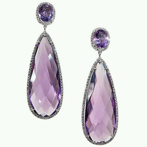 Orecchini Pendenti a Goccia Viola per Donne, Forma a Pera, Eleganti Orecchini da Cerimonia, Gioielli alla Moda - Product Image 2