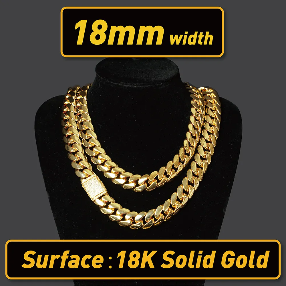 Wholesale Choker 18k Gold Custom Gold Cuban Link Chain 24k Gold Cuban Miami Chain 20mm Miami Cuban Chain Necklace