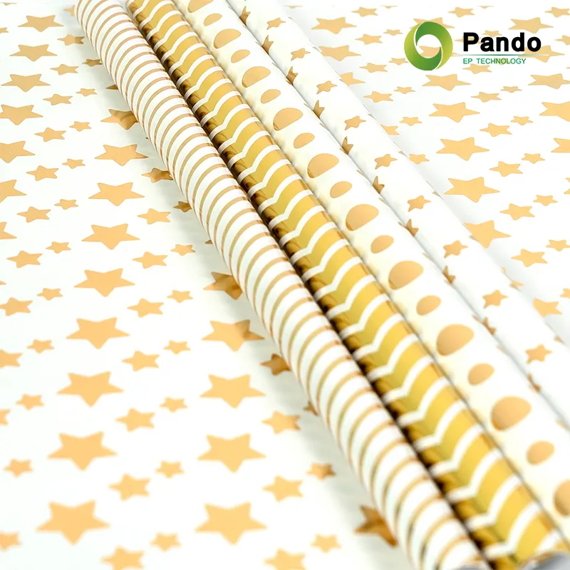 Hot Stamping Cross-Border New Style Polka Dot Stripe Geometric Printing Packaging Custom Gift Wrapping Paper Roll For Flowers