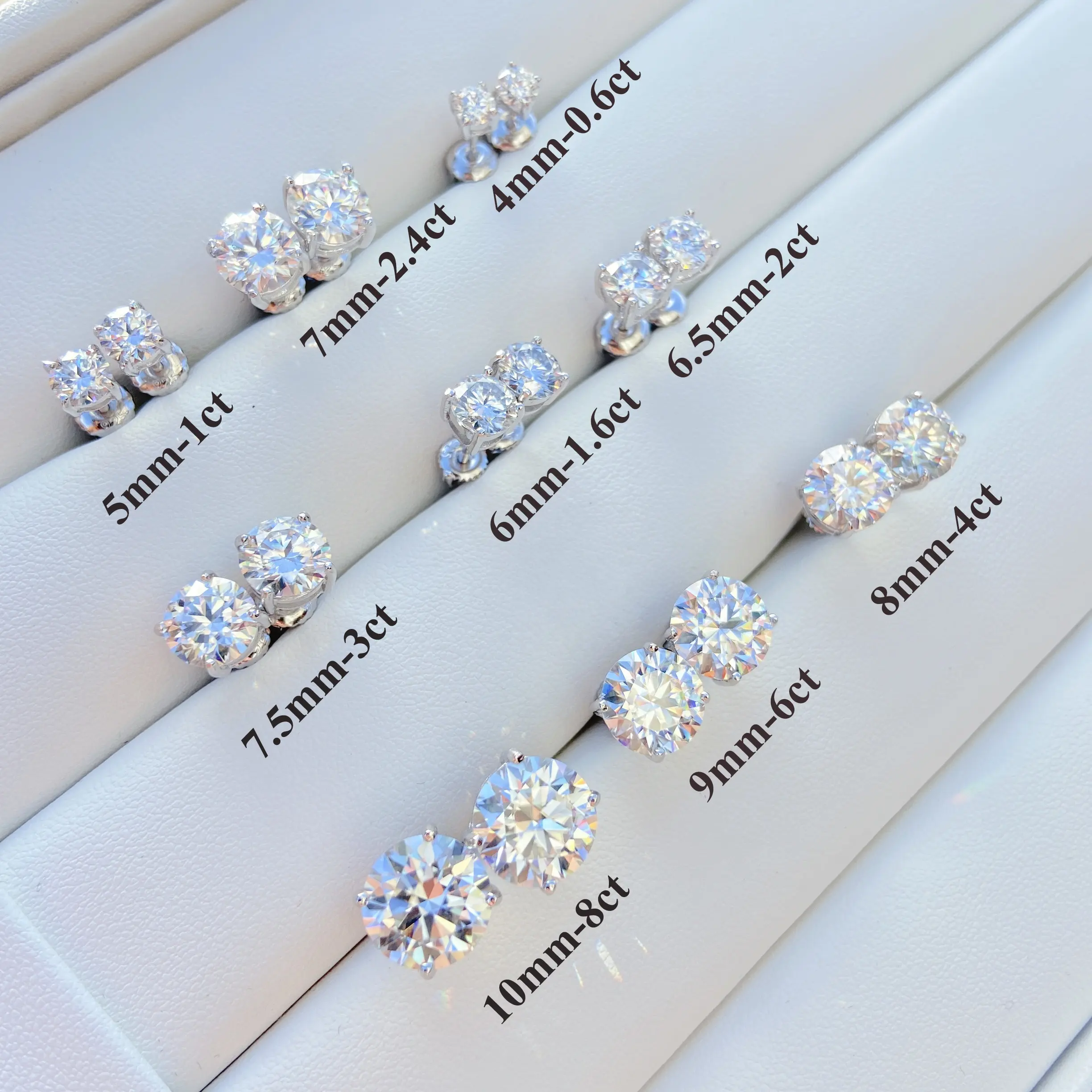 Anting Mewah Desain Klasik Empat Cakar Lucu Moissanite Berlian Perak atau 10K 14K 18K Anting-Anting Emas Asli
