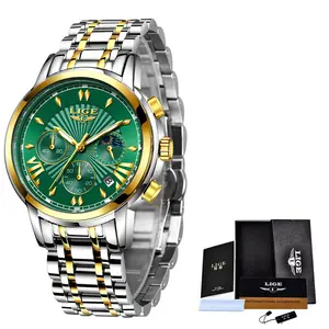 New Arriver LIGE 8911 Men's Fashion Business Watches Casual Sport Quartz Waterproof Watch Leather Straps Mens Wristwatches