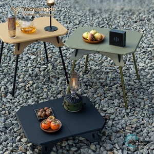 Table pliante en plastique d'extérieur avec hauteur réglable, table de camping légère pour les voyages en voiture et tables de pique-nique portables pour barbecue - Product Image 5