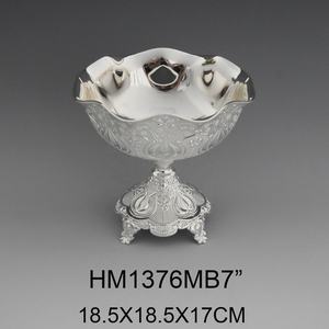 สังกะสีอัลลอยRetroตกแต่งอินเดียเงินชามผลไม้ภาษาสวีดิชคำชาม - Product Image 4