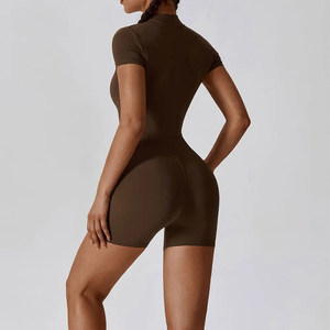 Summer Zipper Short Sleeve Yoga <b>Bodysuit</b> Women's Jumpsuits Yoga Set Gym Clothes Push-up Workout Tracksuit Dance Fitness <b>Bodysuit</b> - Product Image 6