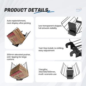 Étagère de présentation suspendue avec poussoir à ressort, panier en fil métallique à remplissage automatique pour gondole, pour boîte de <span class=keywords><strong>pizza</strong></span> surgelée - Product Image 5