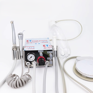 Turbina Dentale Portatile in Acciaio Inossidabile, Manipolo a 4 Fori con Tubo e Aspirazione Saliva, <span class=keywords><strong>Unit</strong></span>à Dentale Portatile con Aspirazione - Product Image 1
