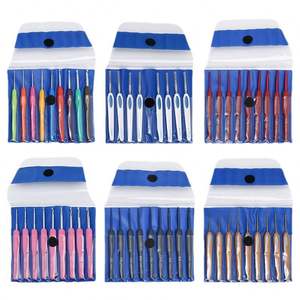 Diy Portable Knitting Tool Set Soft Handle Aluminum <b>Crochet</b> <b>Hook</b> With Pvc Bag - Product Image 6