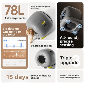 Caja de Arena Inteligente para Gatos con Control por App, Autolimpiable, Totalmente Cerrada, 78L, Anti-Salpicaduras, Baño para Mascotas de ABS - Product Image 4