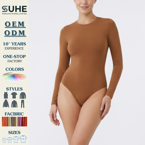 ชุดบอดี้สูทออกกำลังกาย/โยคะ แขนยาว คุณภาพสูง ไร้รอยต่อ ใส่สบาย สำหรับฤดูหนาว/ฤดูใบไม้ผลิ  แห้งเร็ว  ดีไซน์เรียบหรู  สำหรับผู้หญิง - Product Image 1