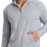 Sweat à capuche demi-zip de performance pour homme, respirant, extensible dans les quatre sens, anti-humidité, 89 % polyester, 11 % élasthanne, personnalisable en gros