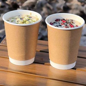 Gobelets en papier personnalisés avec logo, 8/10/12/16 oz, à double paroi, écologiques, biodégradables, recyclables, de qualité alimentaire, en pâte de bois, 90 mm, pour café - Product Image 4