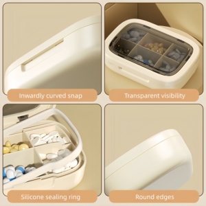 Pastillero Portátil de 7 Días para Viajes, a Prueba de Fugas, con Compartimentos <span class=keywords><strong>AM</strong></span>/<span class=keywords><strong>PM</strong></span>, Material ABS de Grado Alimenticio - Product Image 6