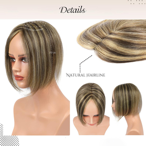 Bán Buôn 10-Inch Thẳng Vàng <span class=keywords><strong>Clip</strong></span>-Trong Tóc Topper Nhiệt Độ Cao Sợi Lụa Cơ Sở Tổng Hợp Tóc Topper Cho Phụ Nữ - Product Image 2