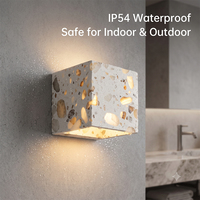 Lámpara de Pared LED Cuadrada de Terrazo, Impermeable IP54, 6W, Luz Blanca Cálida, Aplique de Pared para Exteriores, Alto CRI 90, Garantía de 2 Años