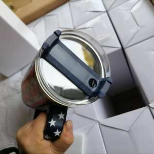 DD2791 Gobelet isotherme en acier inoxydable de 40 oz avec poignée, couvercle et paille, mug de voyage pour voiture, motif drapeau américain laqué, maintien thermique 12-24h, style américain - Product Image 4