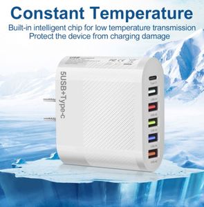 <b>Type</b>-<b>C</b> QC3.0 5-Port 35W Multi-Region Travel Charging Head with 3.1A Fast Charger for Cell Phones - Product Image 3