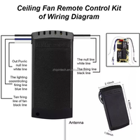 Kit de télécommande sans fil pour ventilateur de plafond avec code fixe et apprentissage, pour ventilateur et éclairage, 110V-230V, 4 boutons, portée 30m