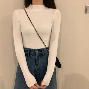 Suéter de punto de manga larga para mujer, cuello alto, acanalado, suave y cálido, para otoño e invierno, venta al por mayor - Product Image 2